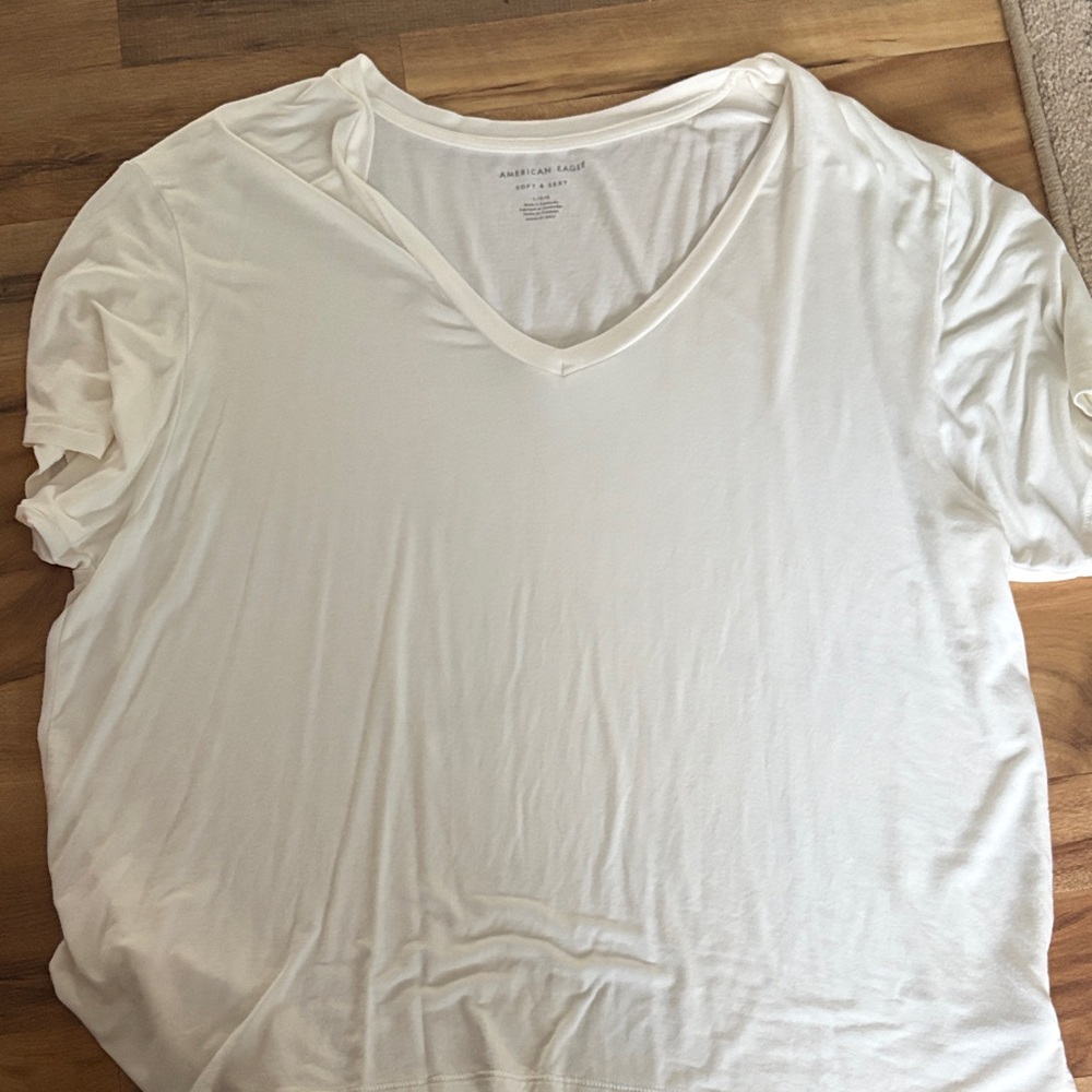American Eagle Outfitters White V-Neck Blouse